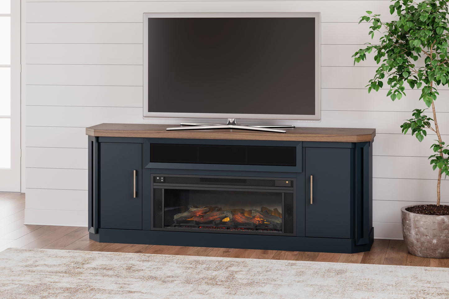 Bradenton Furniture Outlet - Ashley Furniture - Landocken 83" TV Stand with Electric Fireplace - 83" TV Stand with Electric Fireplace / Two-tone - W402W1