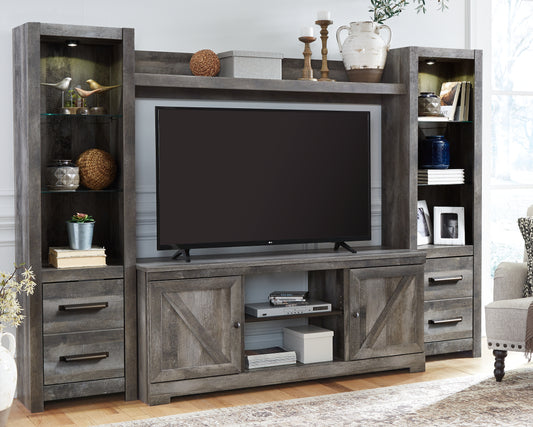 Bradenton Furniture Outlet - Ashley Furniture - Wynnlow Entertainment Center - 4-Piece Entertainment Center / Gray - W440W2