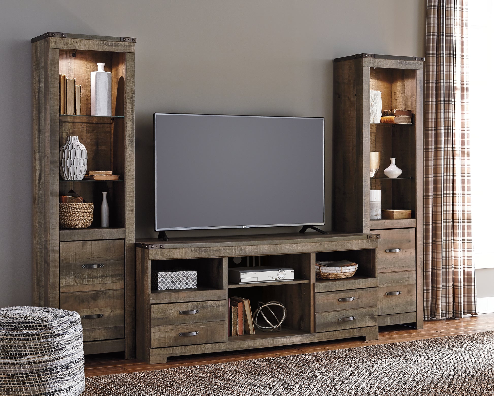 Bradenton Furniture Outlet - Ashley Furniture - Trinell 3-Piece Entertainment Center - 3-Piece Entertainment Center / Brown - W446W18