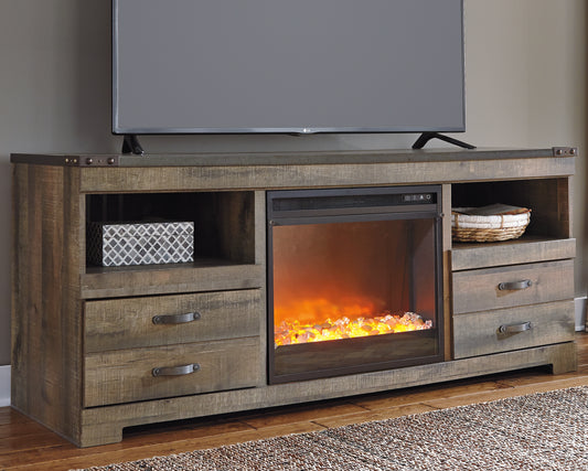 Bradenton Furniture Outlet - Ashley Furniture - Trinell 63" TV Stand with Electric Fireplace - 63" TV Stand with Electric Fireplace / Brown - W446W5