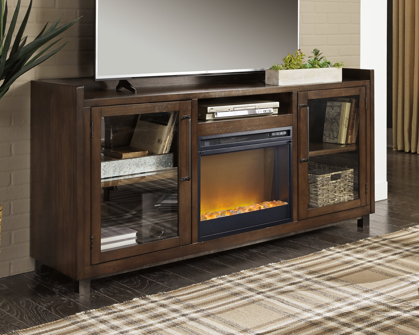 Bradenton Furniture Outlet - Ashley Furniture - Starmore 70" TV Stand with Electric Fireplace - 70" TV Stand with Electric Fireplace / Brown - W633W4