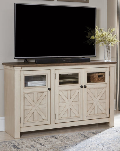 Bradenton Furniture Outlet - Ashley Furniture - Bolanburg 60" TV Stand - 60" / White/Weathered Gray - W647-38