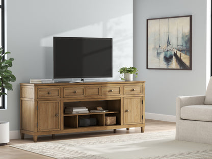 Bradenton Furniture Outlet - Ashley Furniture - Sharlance 81" TV Stand - 81" / Light Brown - W655-68