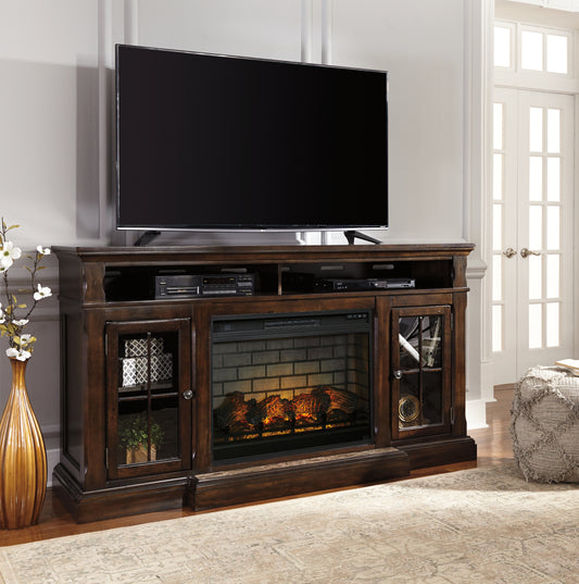 Bradenton Furniture Outlet - Ashley Furniture - Roddinton 72" TV Stand with Electric Fireplace - 72" TV Stand with Electric Fireplace / Dark Brown - W701W8