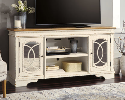 Bradenton Furniture Outlet - Ashley Furniture - Realyn 74" TV Stand - 74" / Chipped White - W743-68