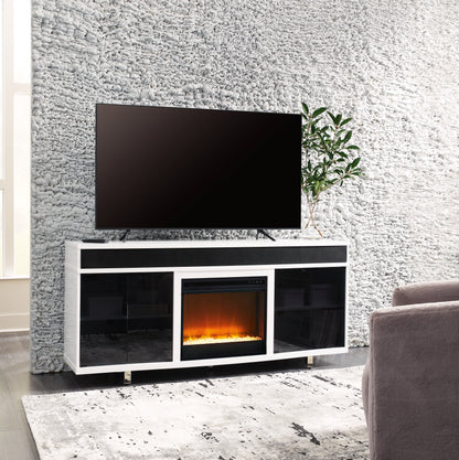 Bradenton Furniture Outlet - Ashley Furniture - Gardoni 72" TV Stand with Electric Fireplace - 72" TV Stand with Electric Fireplace / White/Black - W756W1