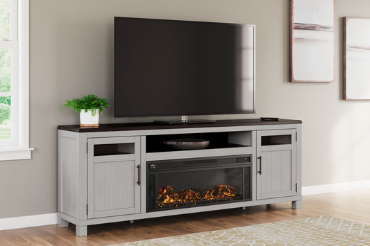 Bradenton Furniture Outlet - Ashley Furniture - Darborn 88" TV Stand with Electric Fireplace - 88" TV Stand with Electric Fireplace / Gray/Brown - W796W1