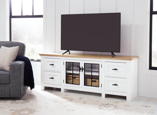 Bradenton Furniture Outlet - Ashley Furniture - Ashbryn 74" TV Stand - 74" / White/Natural - W844-68