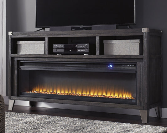 Bradenton Furniture Outlet - Ashley Furniture - Todoe 65" TV Stand with Electric Fireplace - 65" TV Stand with Electric Fireplace / Gray - W901W1