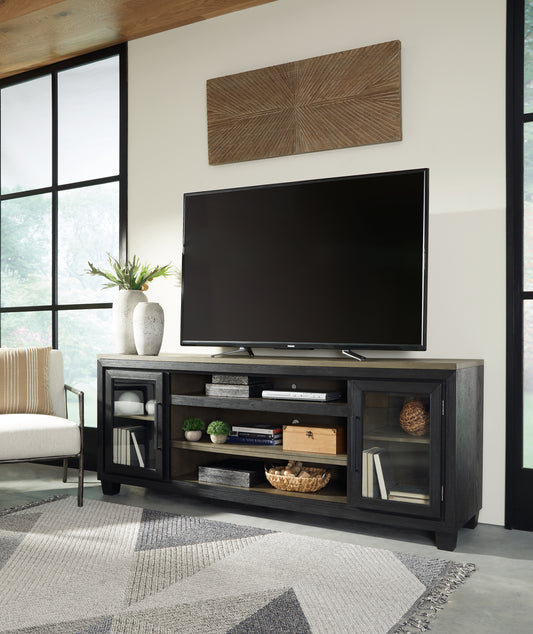 Bradenton Furniture Outlet - Ashley Furniture - Foyland 83" TV Stand - 83" / Black/Brown - W989-68